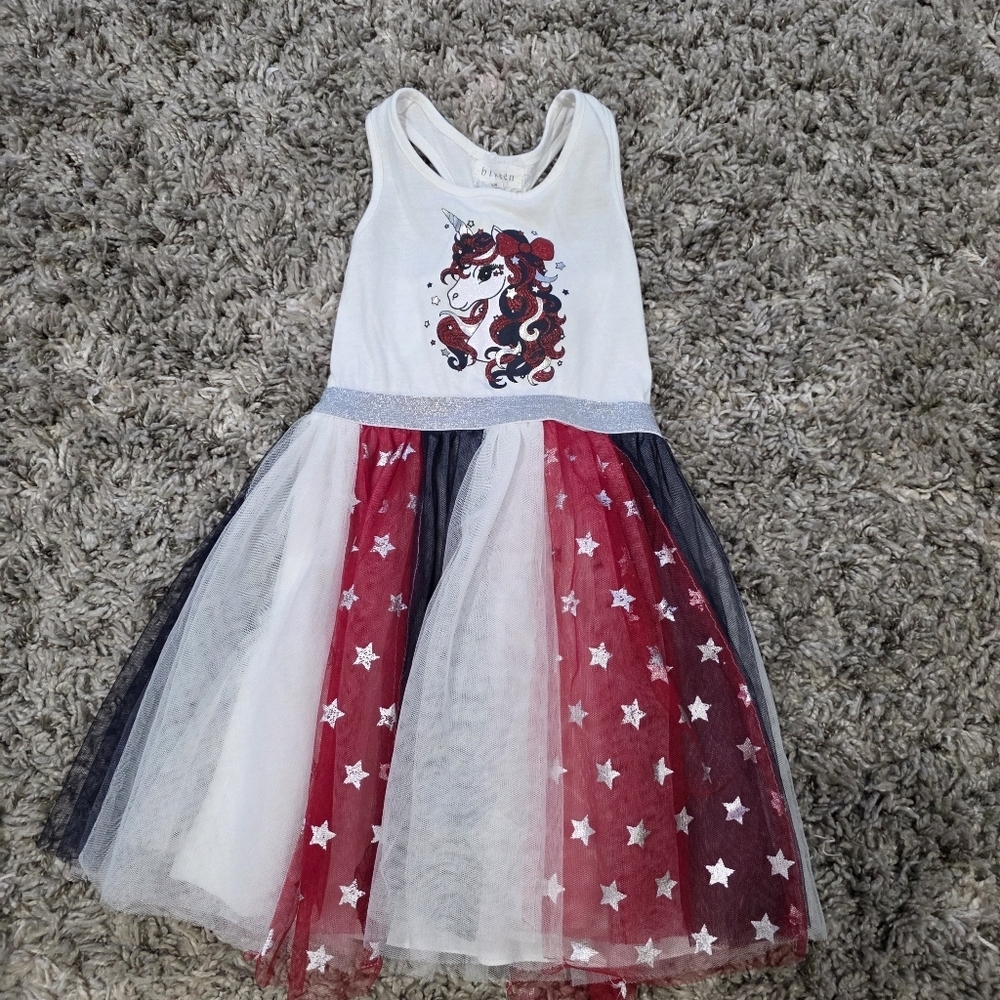 Btween Toddler Girl Red White Blue Stars and Stripes Dress Size 5